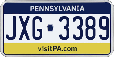 PA license plate JXG3389