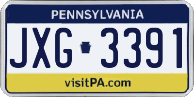 PA license plate JXG3391