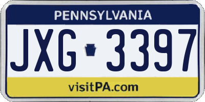 PA license plate JXG3397