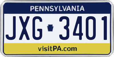 PA license plate JXG3401
