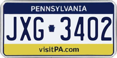 PA license plate JXG3402