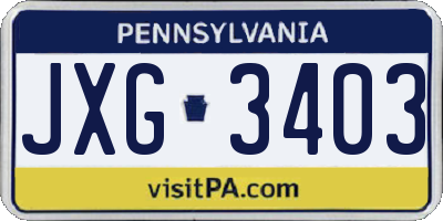 PA license plate JXG3403