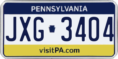 PA license plate JXG3404
