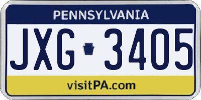 PA license plate JXG3405
