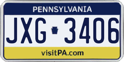 PA license plate JXG3406