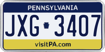 PA license plate JXG3407