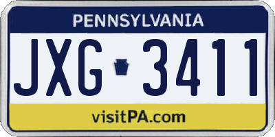 PA license plate JXG3411