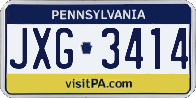 PA license plate JXG3414
