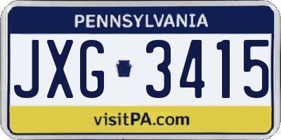 PA license plate JXG3415