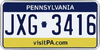 PA license plate JXG3416