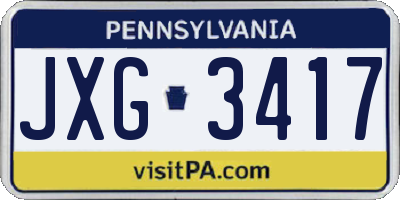 PA license plate JXG3417