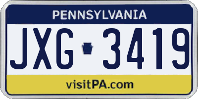 PA license plate JXG3419