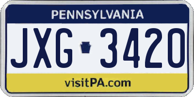PA license plate JXG3420
