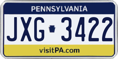 PA license plate JXG3422