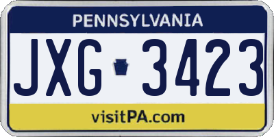 PA license plate JXG3423
