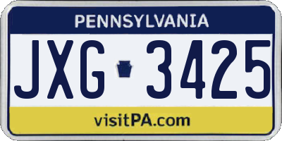 PA license plate JXG3425
