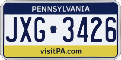 PA license plate JXG3426