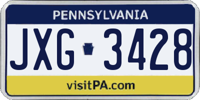 PA license plate JXG3428