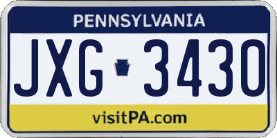 PA license plate JXG3430