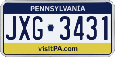 PA license plate JXG3431