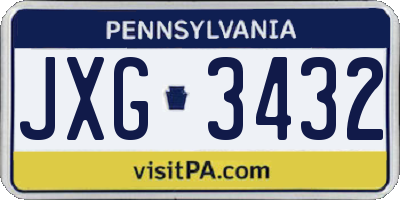 PA license plate JXG3432