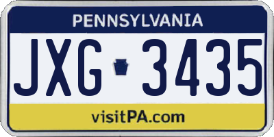 PA license plate JXG3435