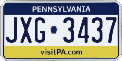 PA license plate JXG3437