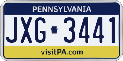 PA license plate JXG3441
