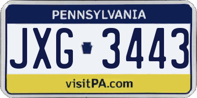 PA license plate JXG3443