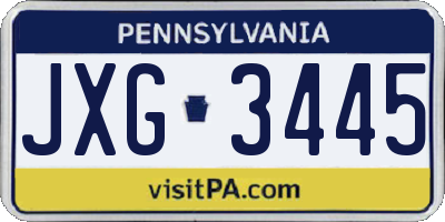 PA license plate JXG3445