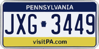 PA license plate JXG3449