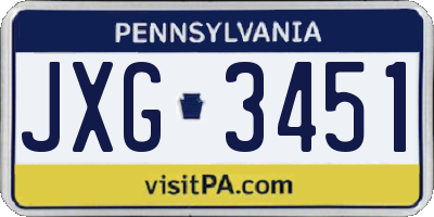 PA license plate JXG3451
