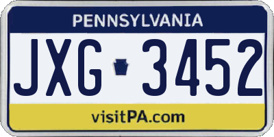 PA license plate JXG3452