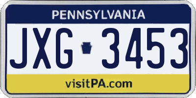 PA license plate JXG3453