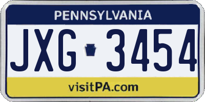 PA license plate JXG3454