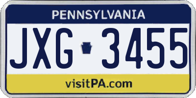 PA license plate JXG3455
