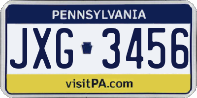 PA license plate JXG3456