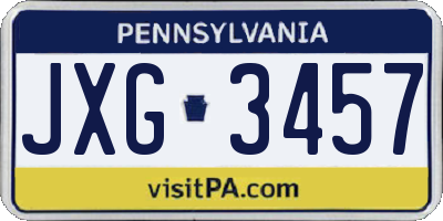 PA license plate JXG3457