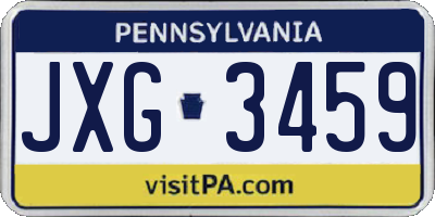 PA license plate JXG3459