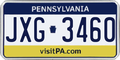 PA license plate JXG3460