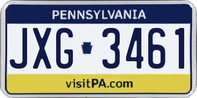 PA license plate JXG3461