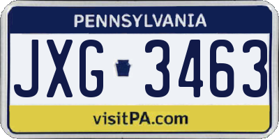 PA license plate JXG3463