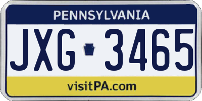 PA license plate JXG3465