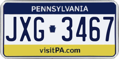 PA license plate JXG3467
