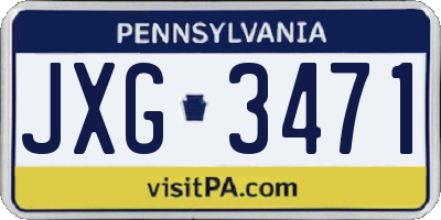 PA license plate JXG3471