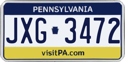 PA license plate JXG3472