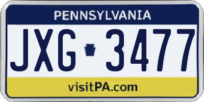 PA license plate JXG3477