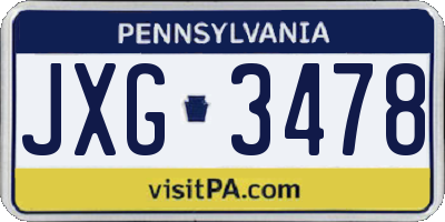 PA license plate JXG3478