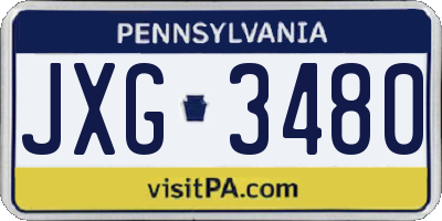 PA license plate JXG3480