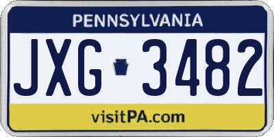 PA license plate JXG3482